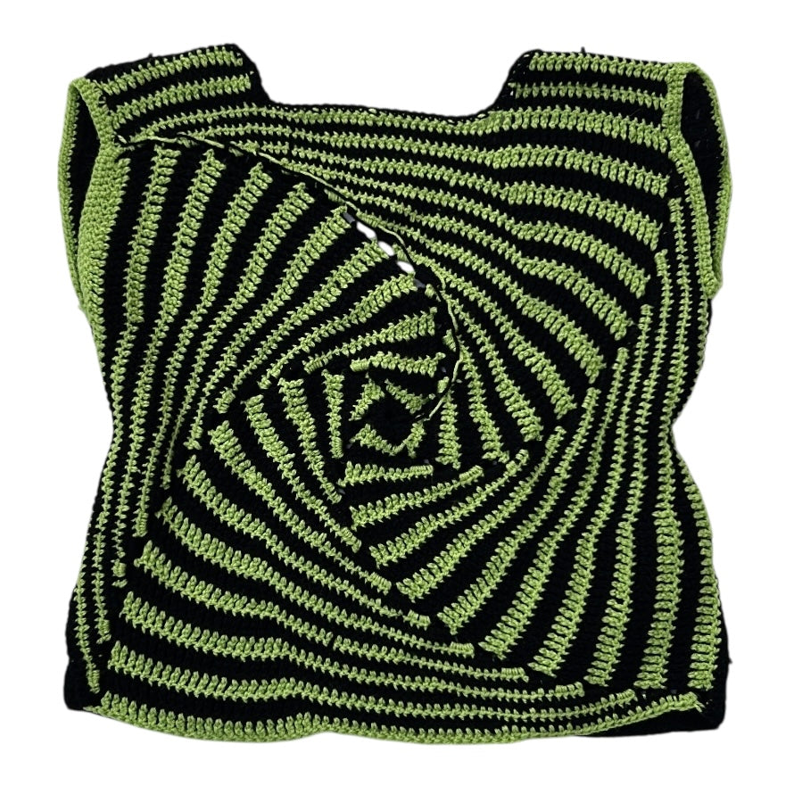 Knitted boxy Black x Patterned Vest Top