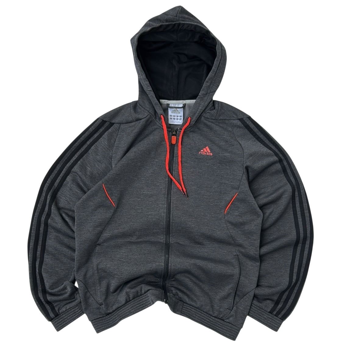 Adidas Dark Grey x Neon Details Full Zip Hooded Jacket