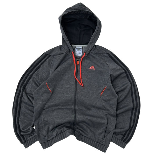 Adidas Dark Grey x Neon Details Full Zip Hooded Jacket