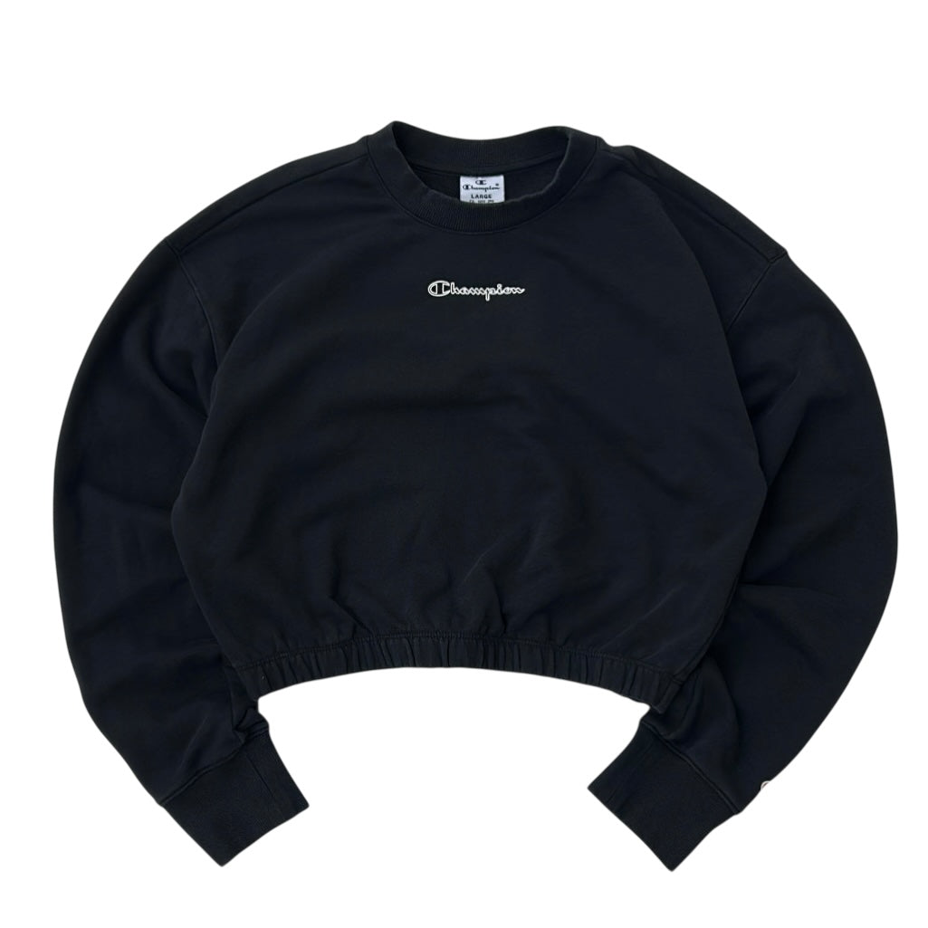 Cropped Champion Black Long Sleeve Sweatshirt