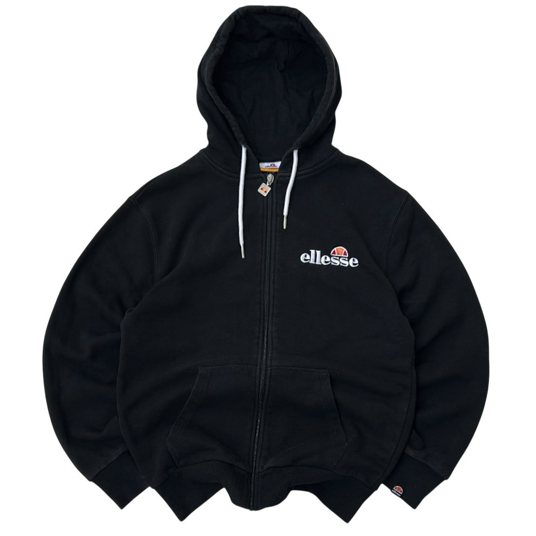 Ellesse Black Hooded Embroidered Logo Jacket