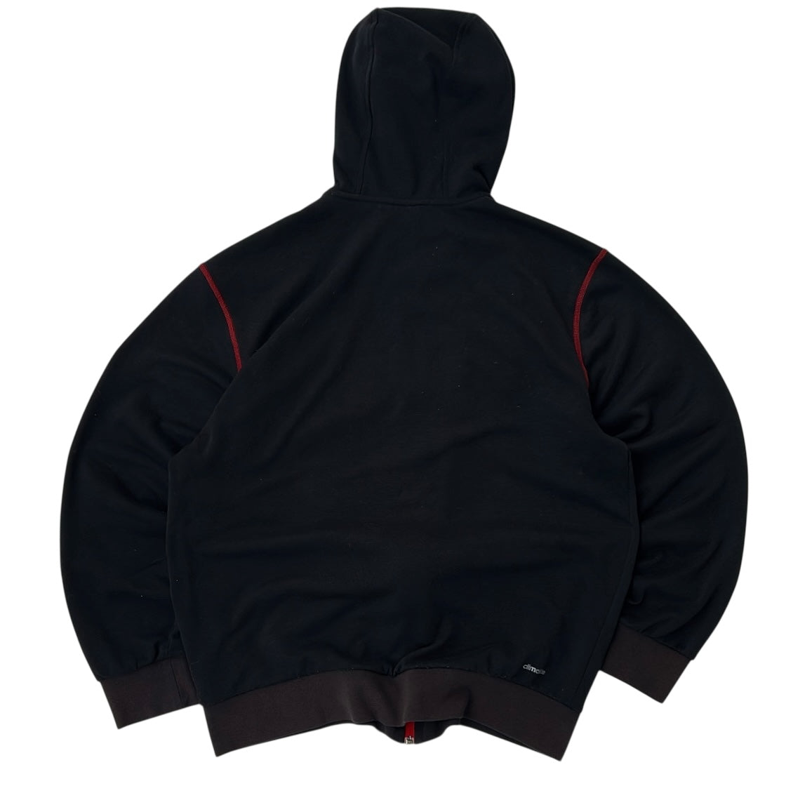 Black Adidas Hooded Full Zip Jacket With Red Stich Lining