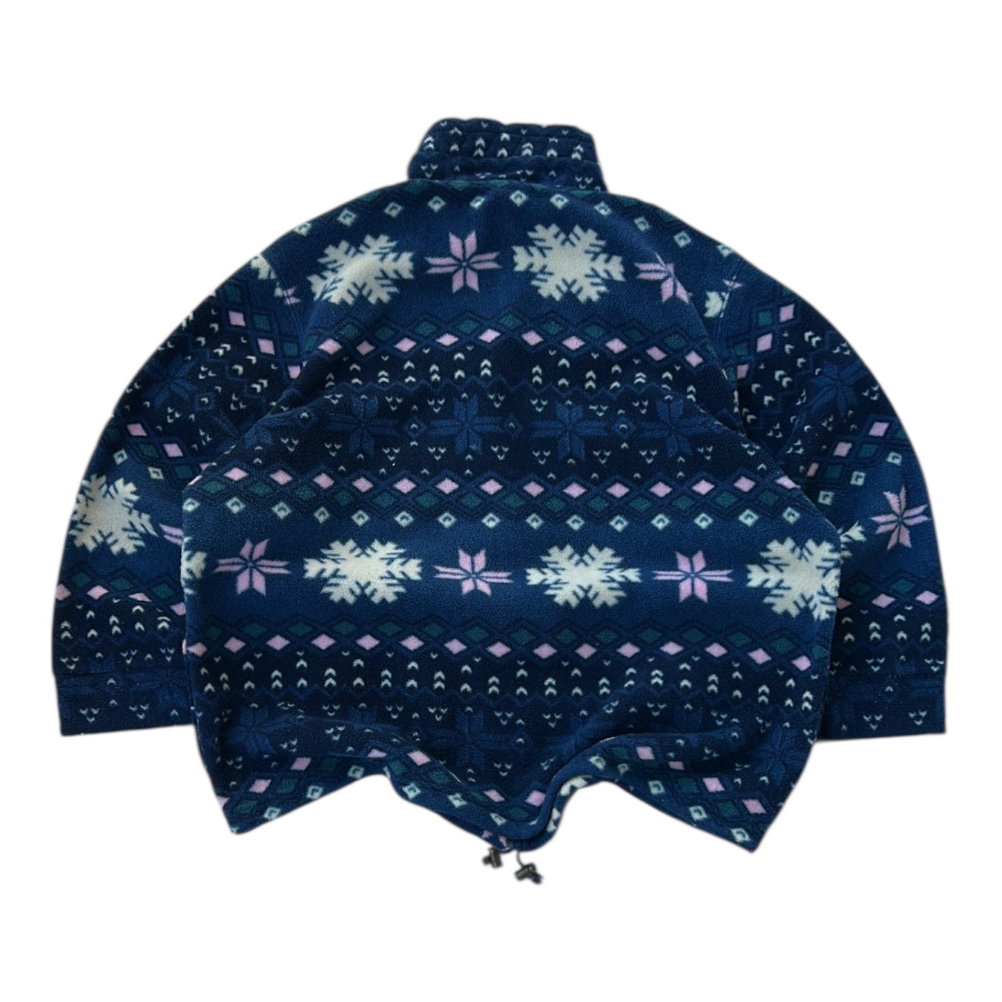 vintage Snowflake Pattern Adjustable Full Zip Fleece Jacket