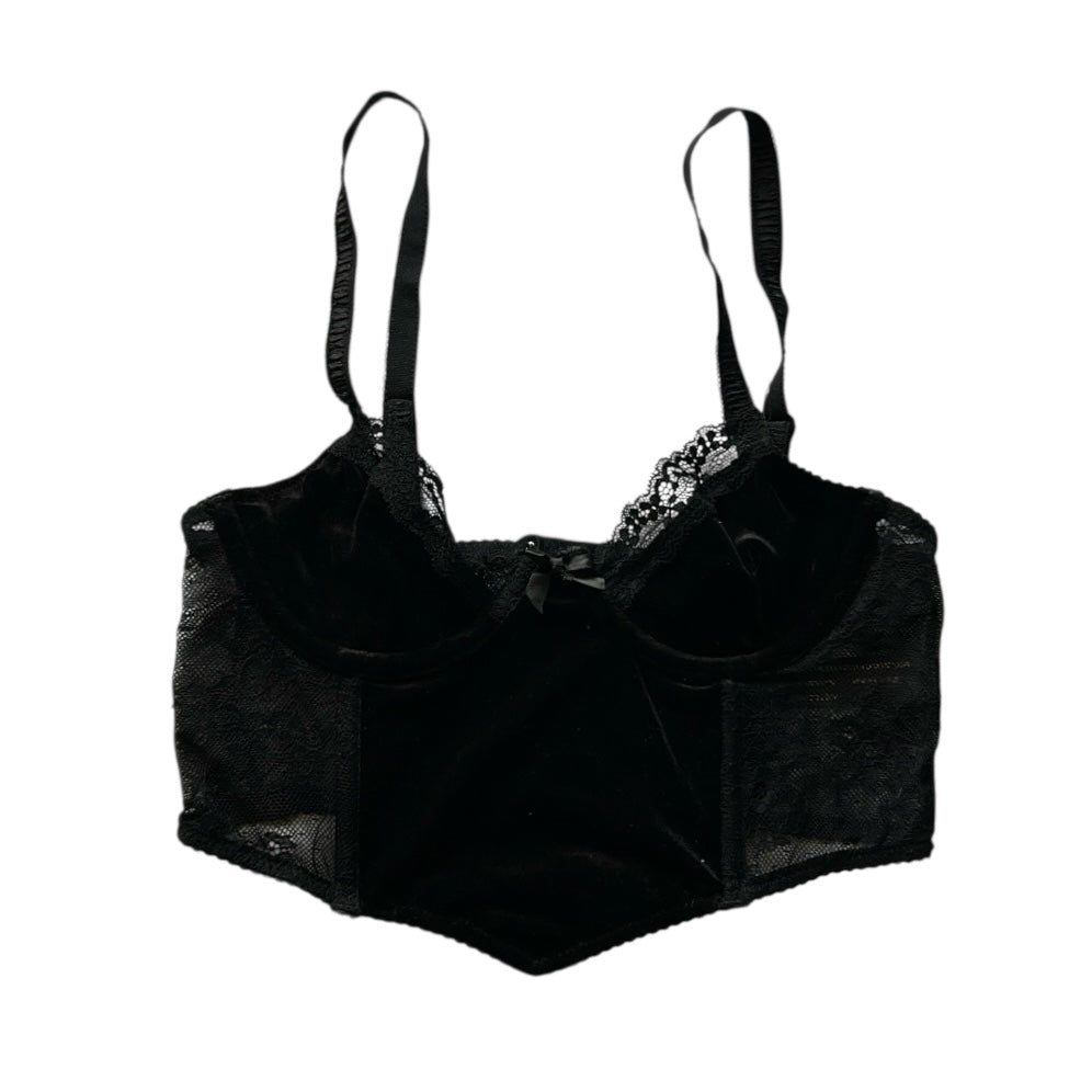 Velvet & Lace Corset Top (Adjustable Strap)