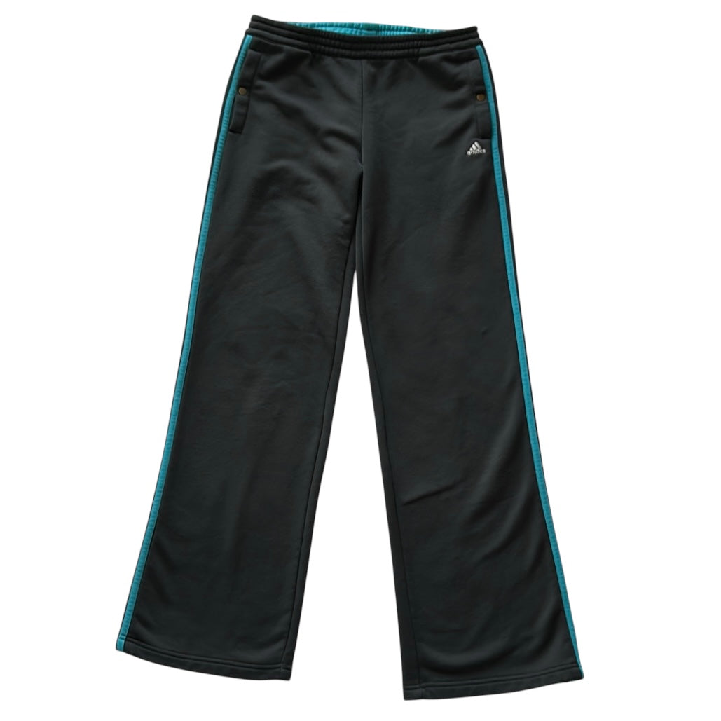 Dark Grey Adidas Joggers With Turquoise Stripes