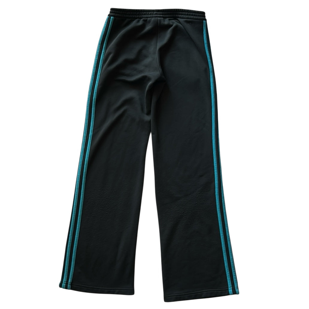 Dark Grey Adidas Joggers With Turquoise Stripes