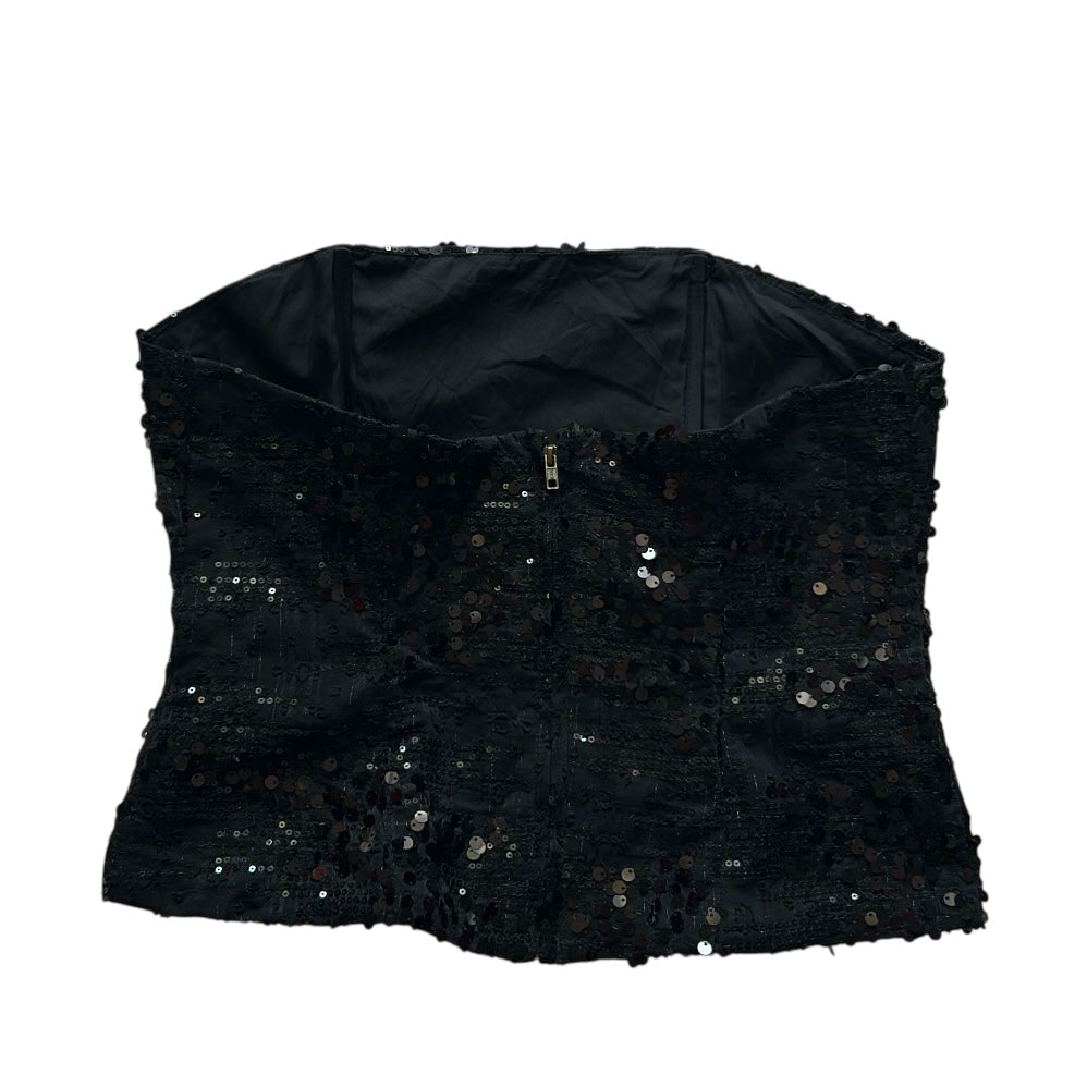 Sequin Glam Strapless Corset Top(Back Zip)
