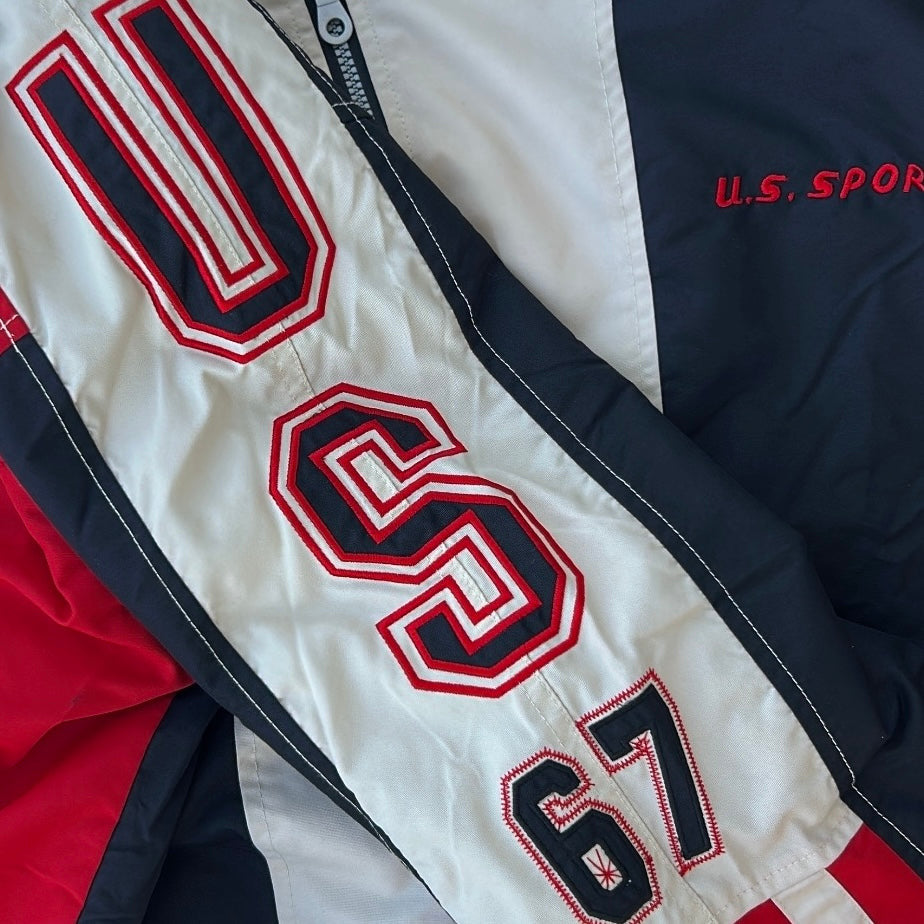 Vintage Bomber Style USA Sports With Embroidery Details