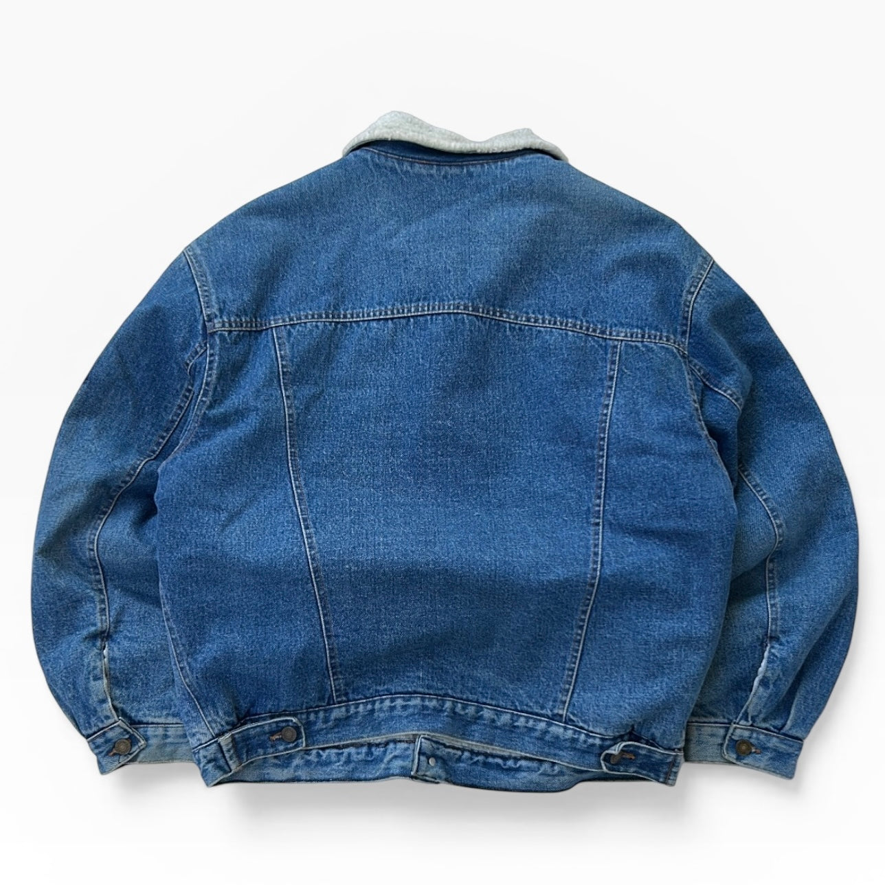 Mid wash denim sherling inside fuzz jacket
