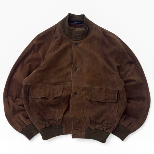 Leather Basics Camel suede bomber jacket
