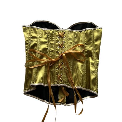 Yellow Front Zip Strapless Corset Top