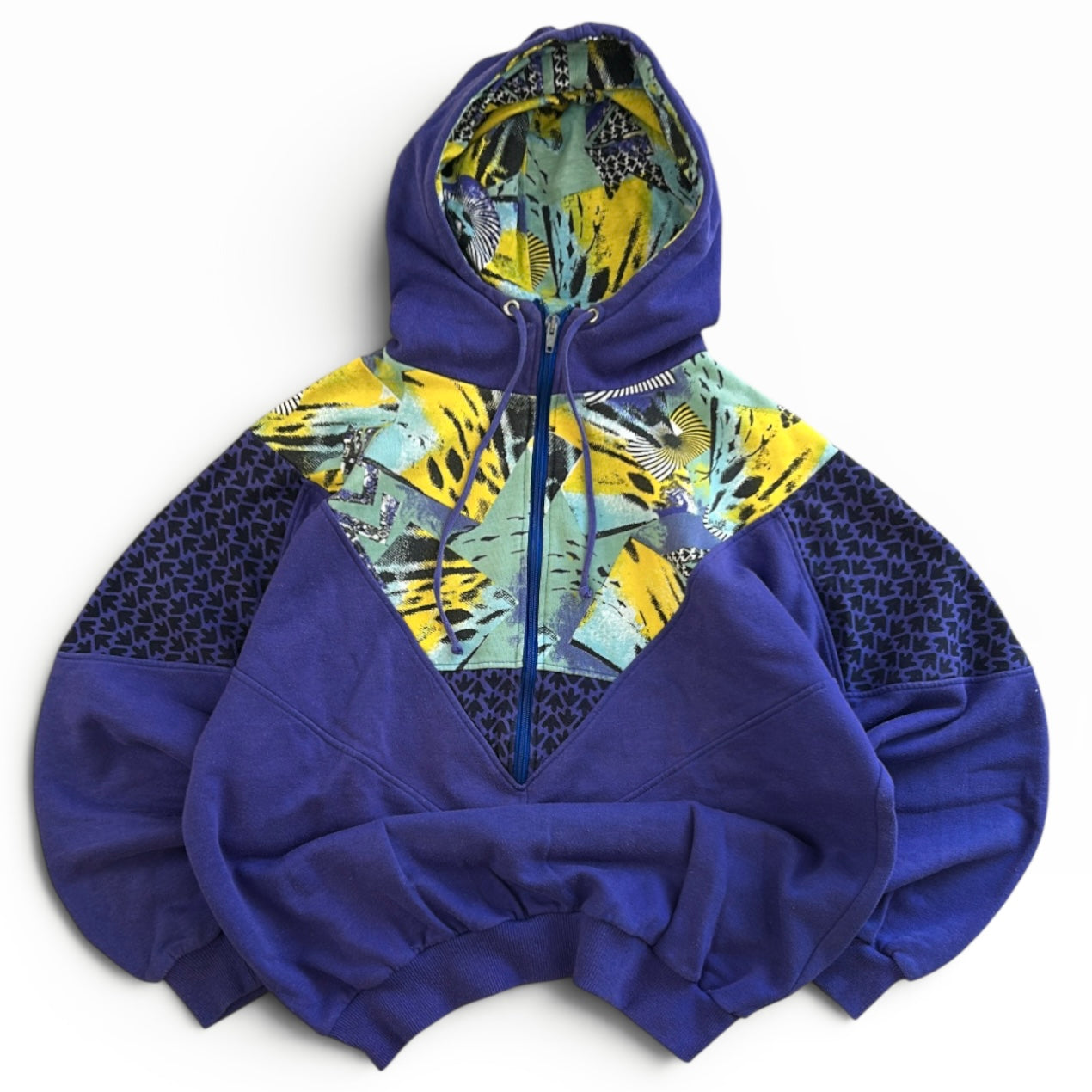 Patterned 1/4 zip hoodie