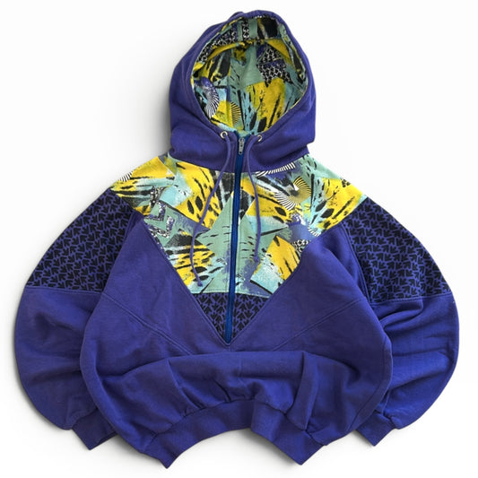 Patterned 1/4 zip hoodie