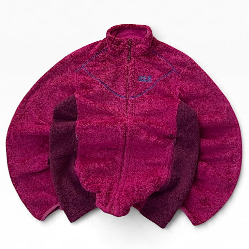 Jack Wholfskin fuzzy magenda adjustable fleece jacket