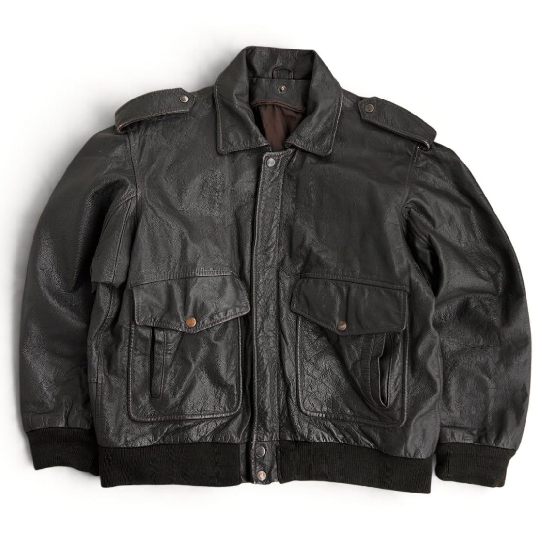 Choco bitter bomber leather jacket