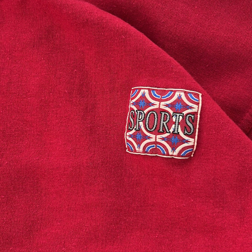 Graphic patch hot red sweatshirt