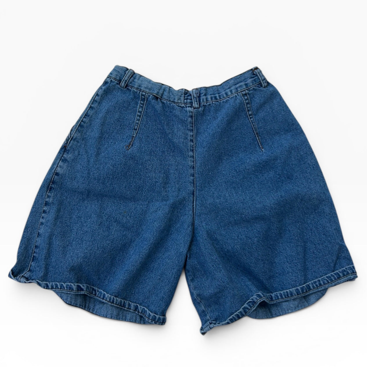 Denim high waisted vintage pleated bermuda shorts