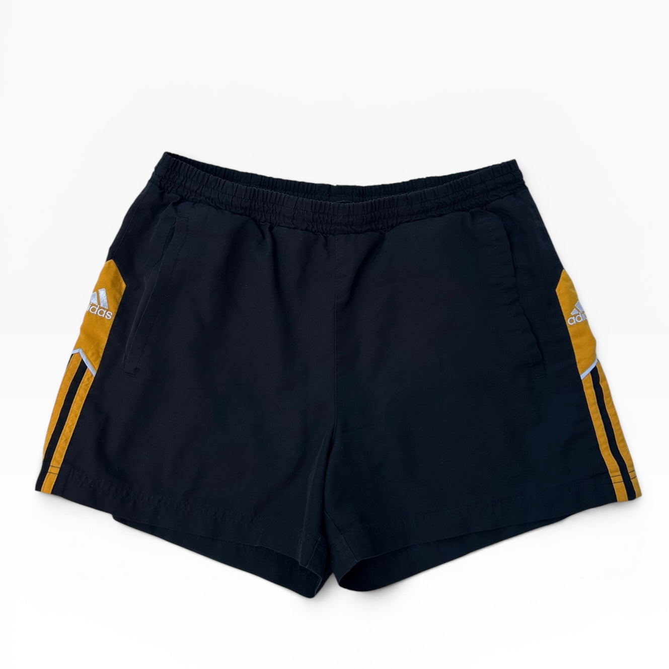 Adidas black & yellow adjustable track shorts