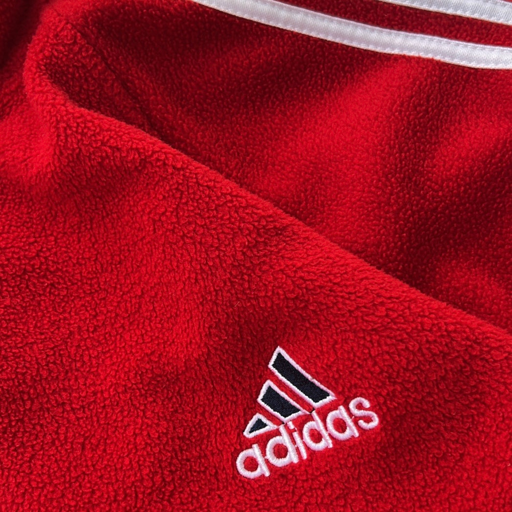 Adidas originals three stripe hot red adjustable 1/4 zip fleece
