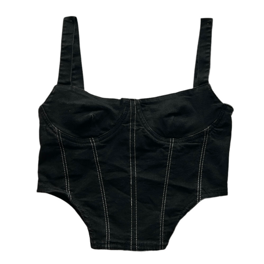 Black Denim Corset Style Top