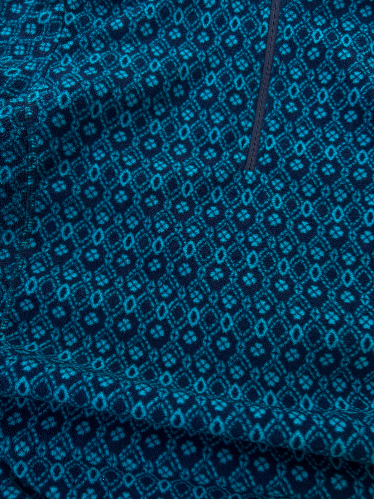 1/4 Zip petrol patterned fleece