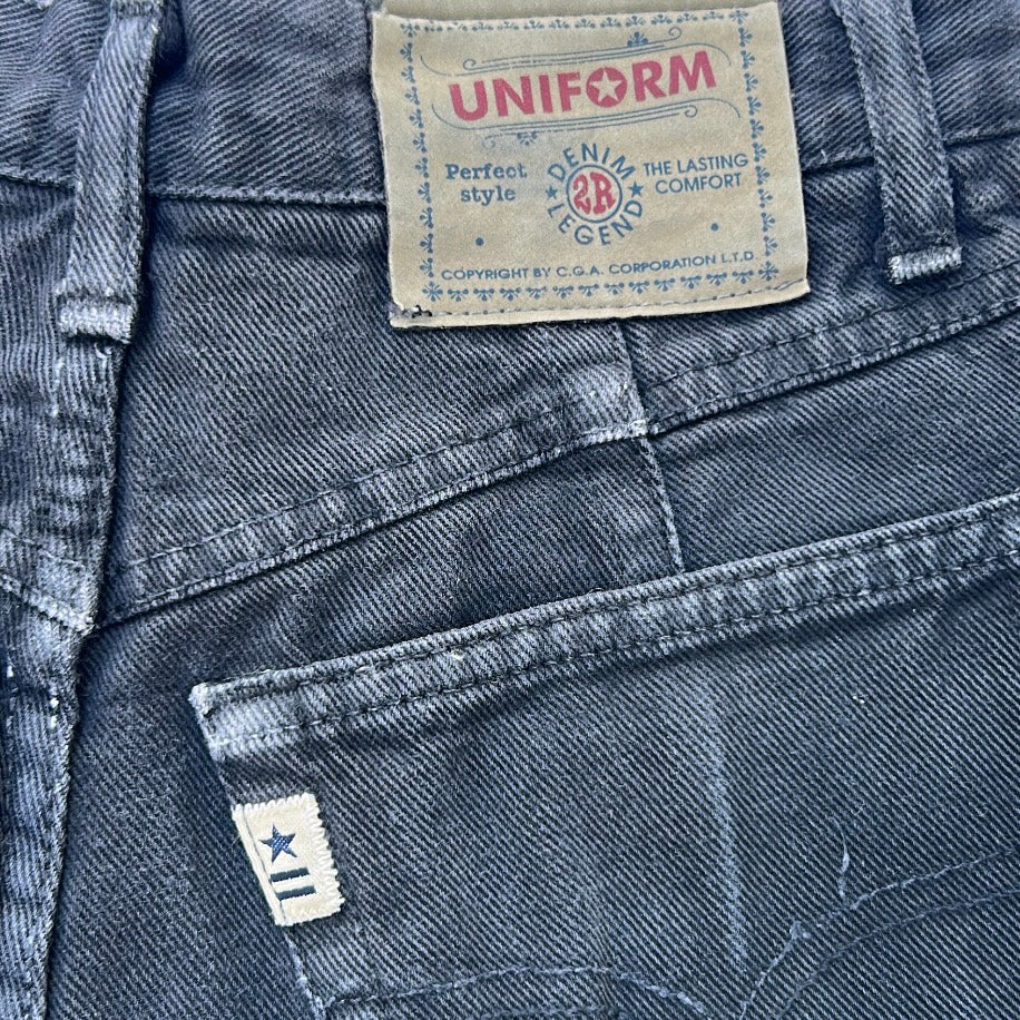 Uniform high waisted black denim shorts
