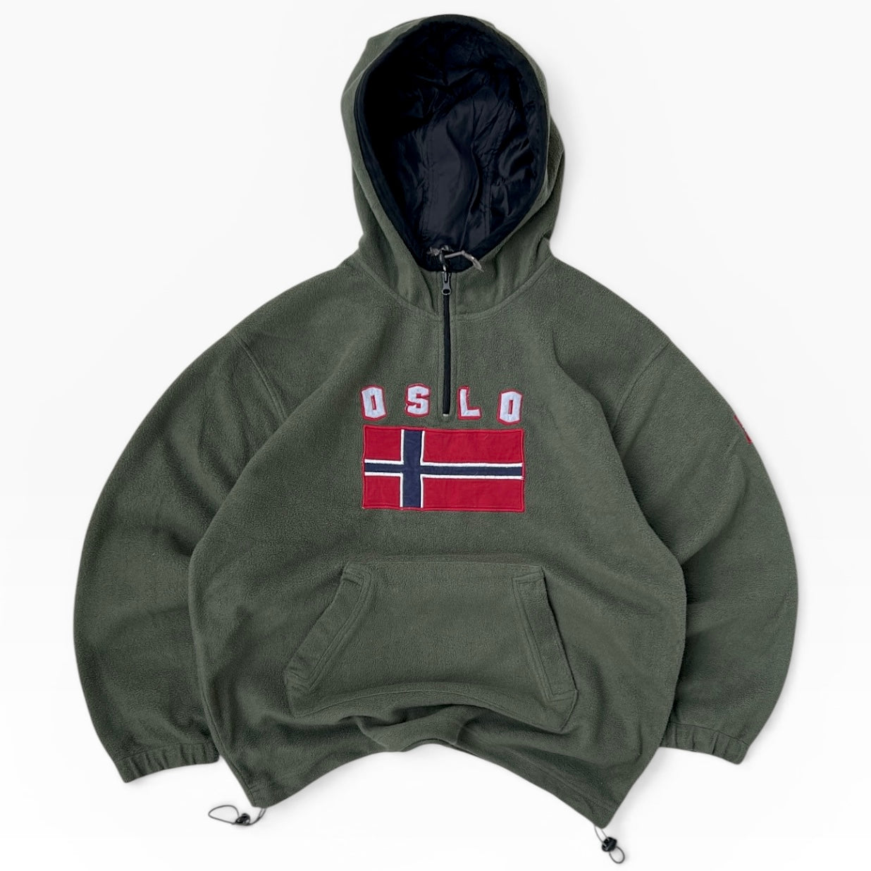 OSLO khaki zip hooded overshirt fleece