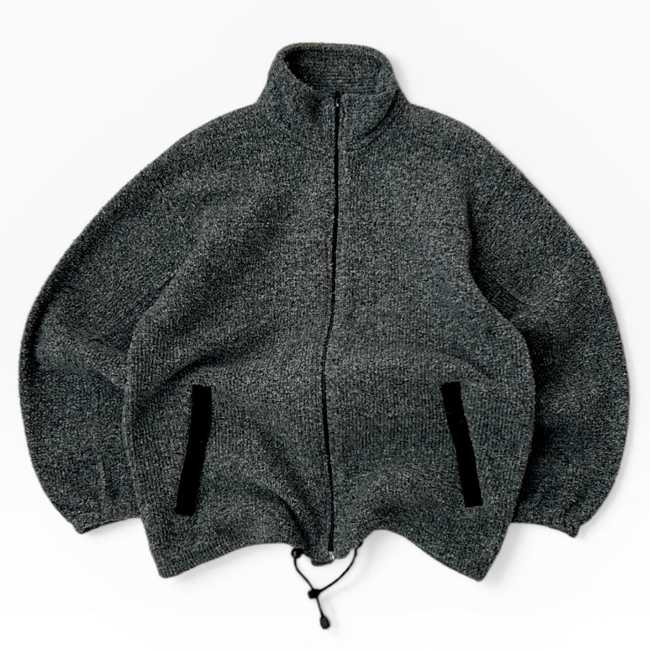 Dark grey fuzzy full zip adjustable fleece