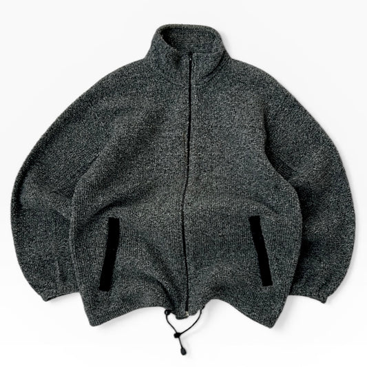 Dark grey fuzzy full zip adjustable fleece