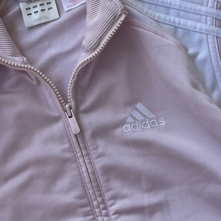 Adidas baby pink waist length track jacket