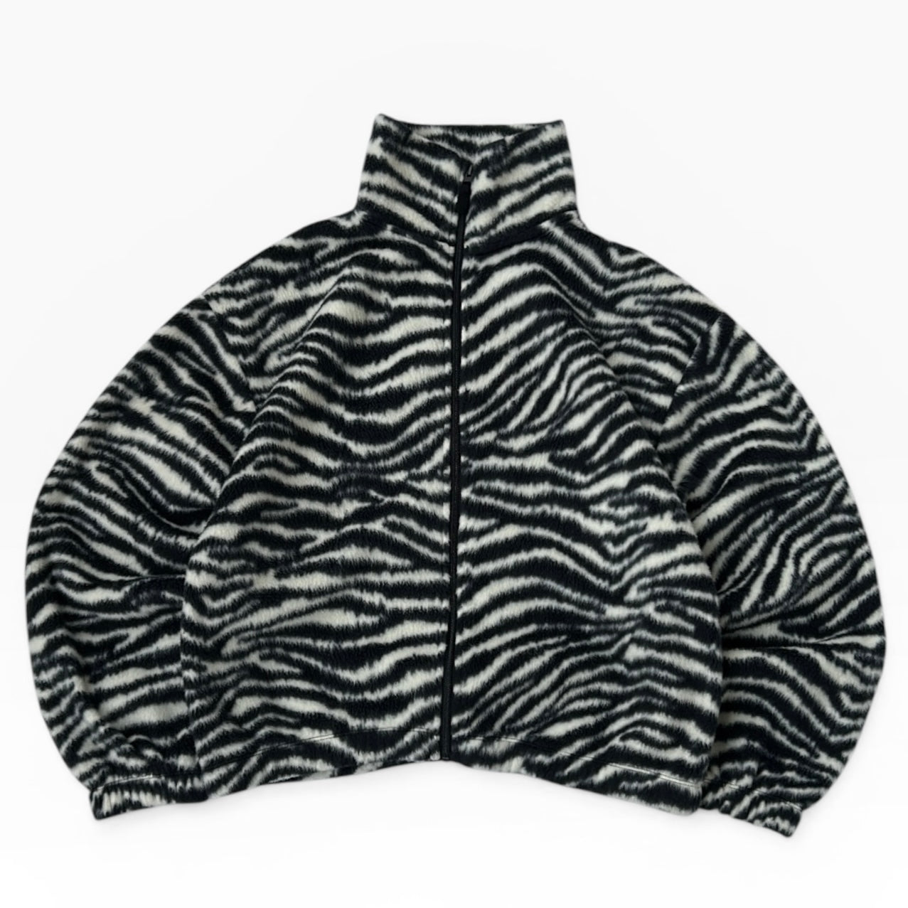 Zebra print full zip fleece jacket