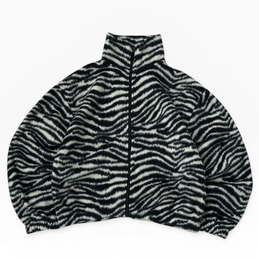 Zebra print full zip fleece jacket