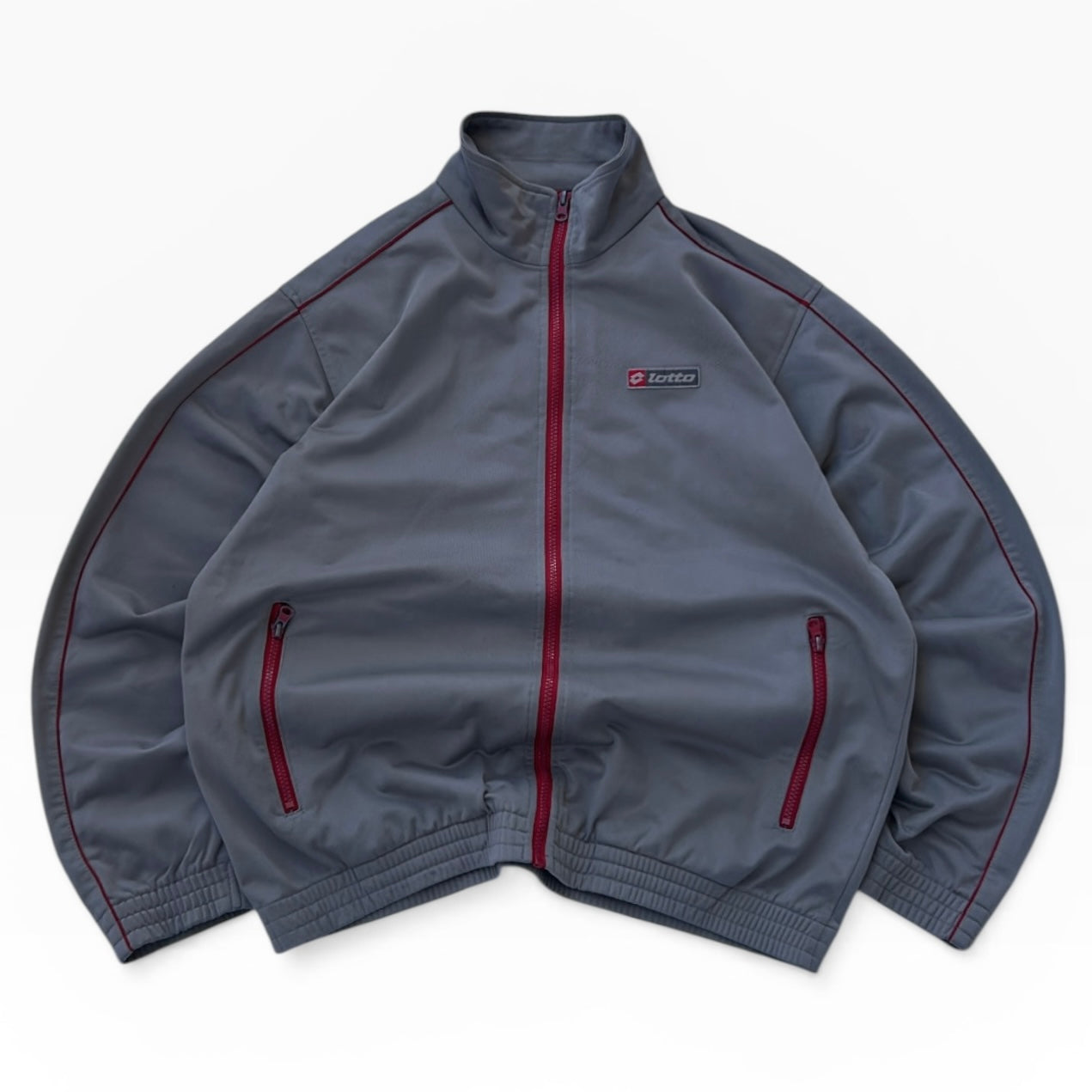 Lotto vintage grey x red details logo track jacket