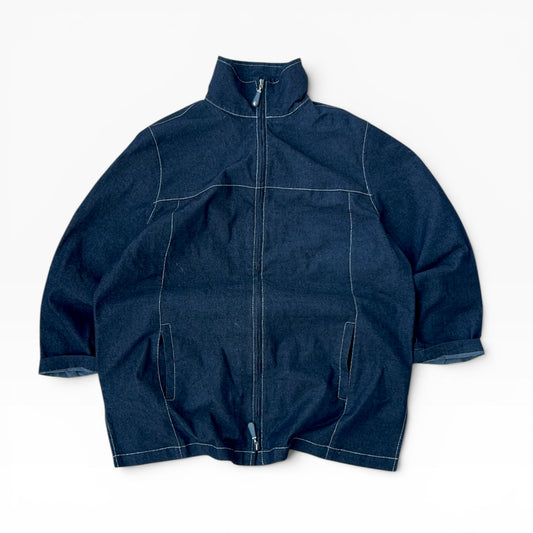 Long light denim full zip jacket