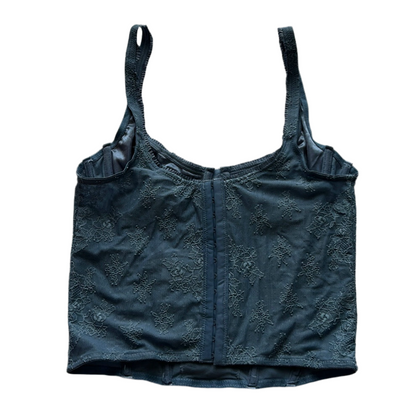Blue Lace Trim Corset Top
