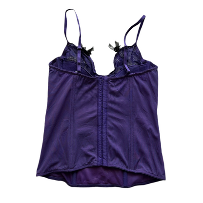 Purple lace trim corset top