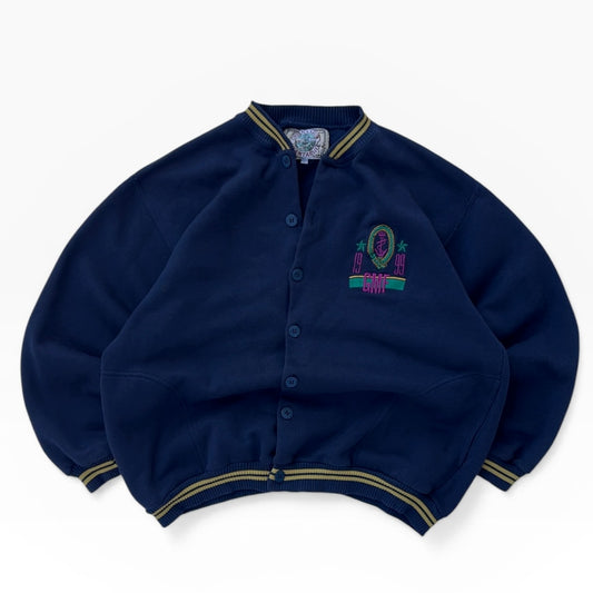 Vintage navy cardigan with embroidered logo