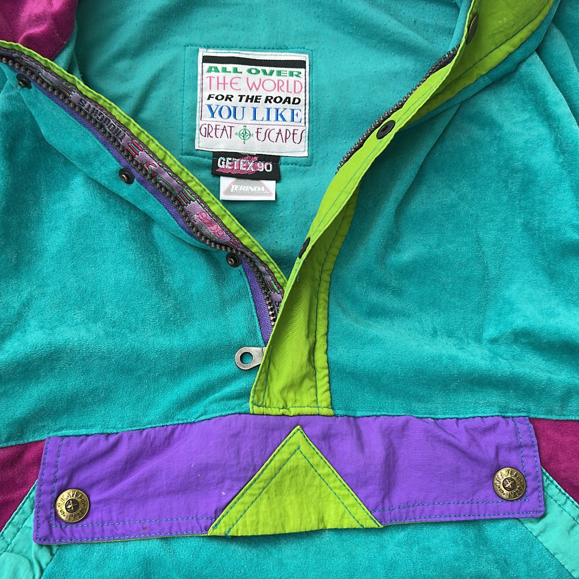 Great escapes vintage crazy 1/4 Zip adjustable overshirt
