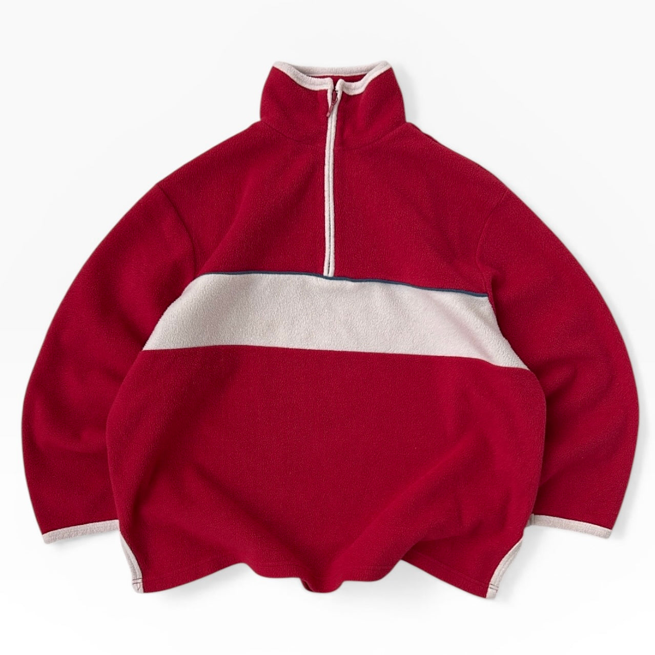 Hot pink x white 1/4 zip fleece