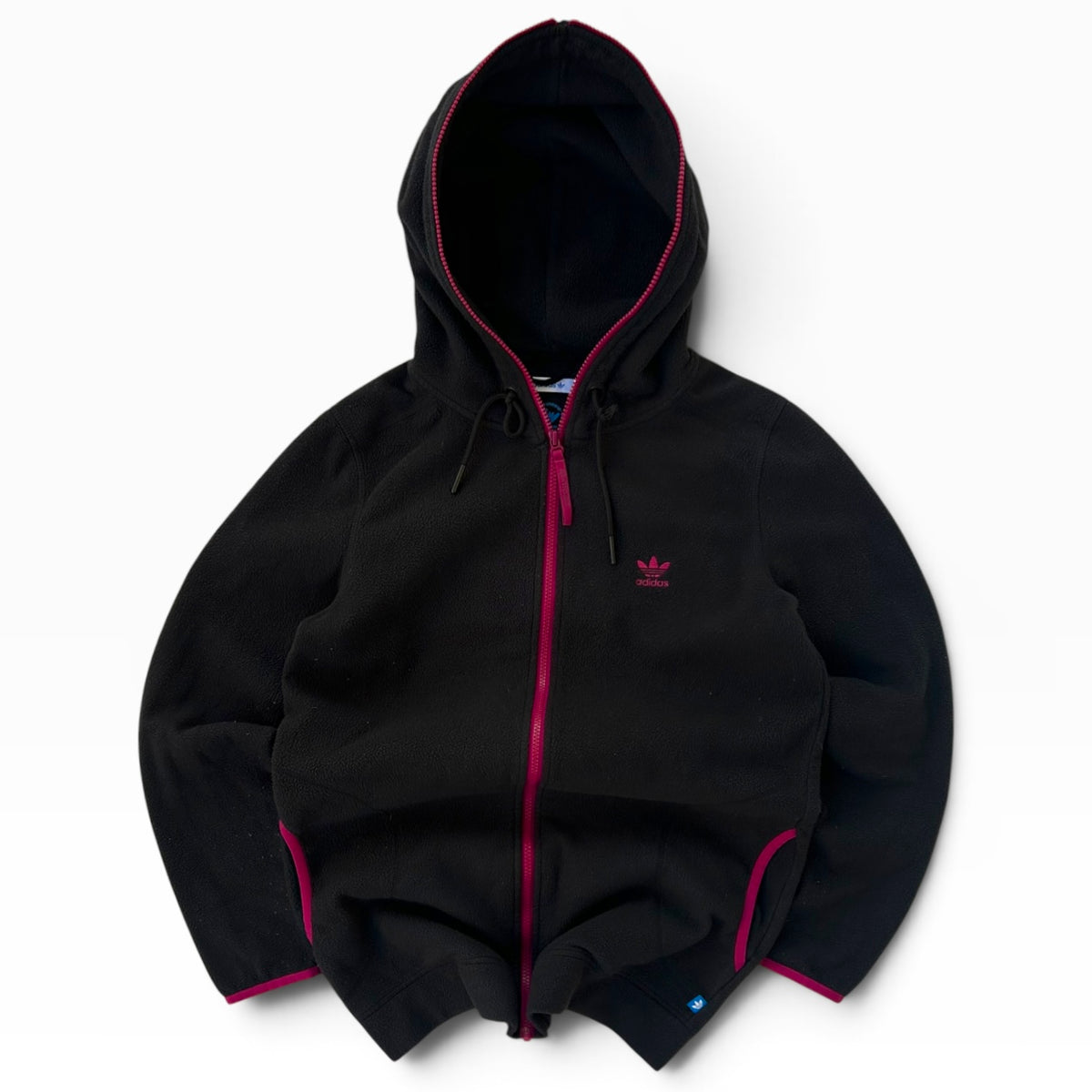 Adidas originals black x hot pink fleece jacket