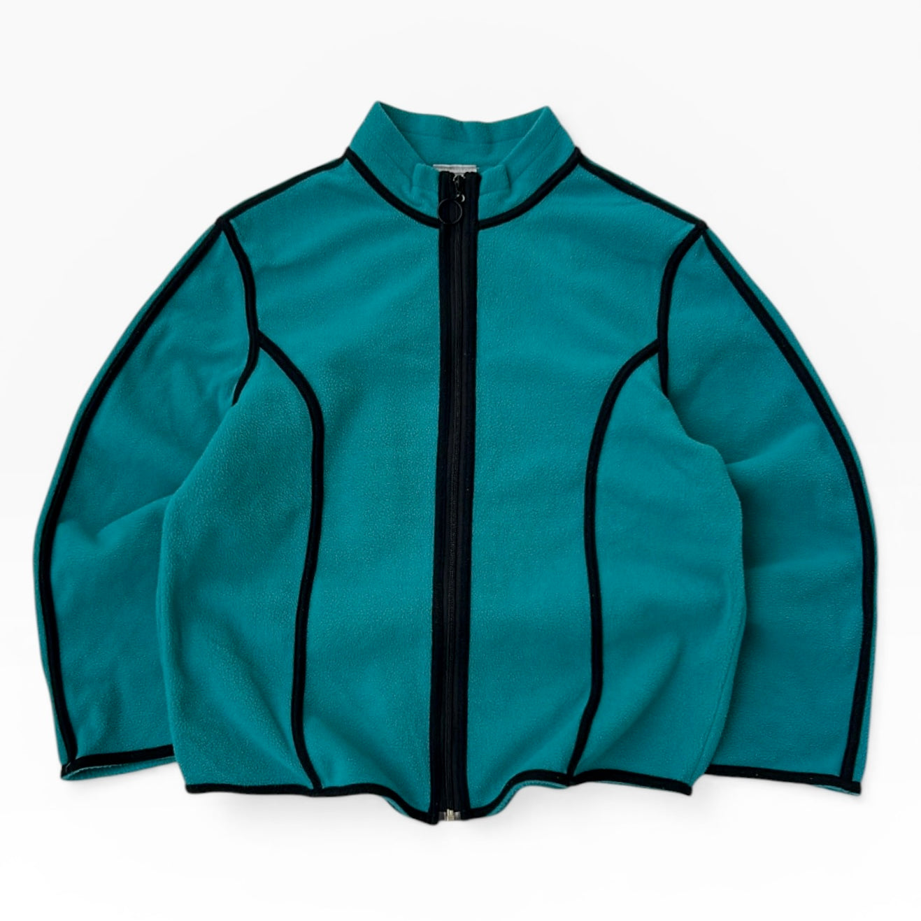 Blue-Green fleece hacket with black linning