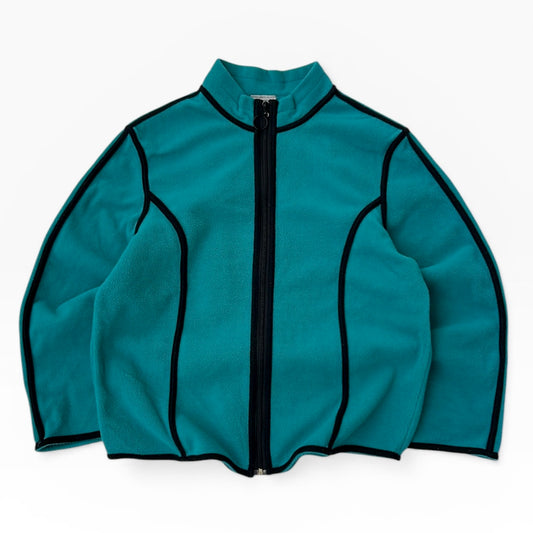 Blue-Green fleece hacket with black linning