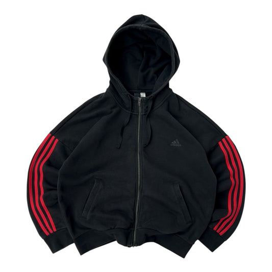 Adidas three stripe red lining hooded jacket