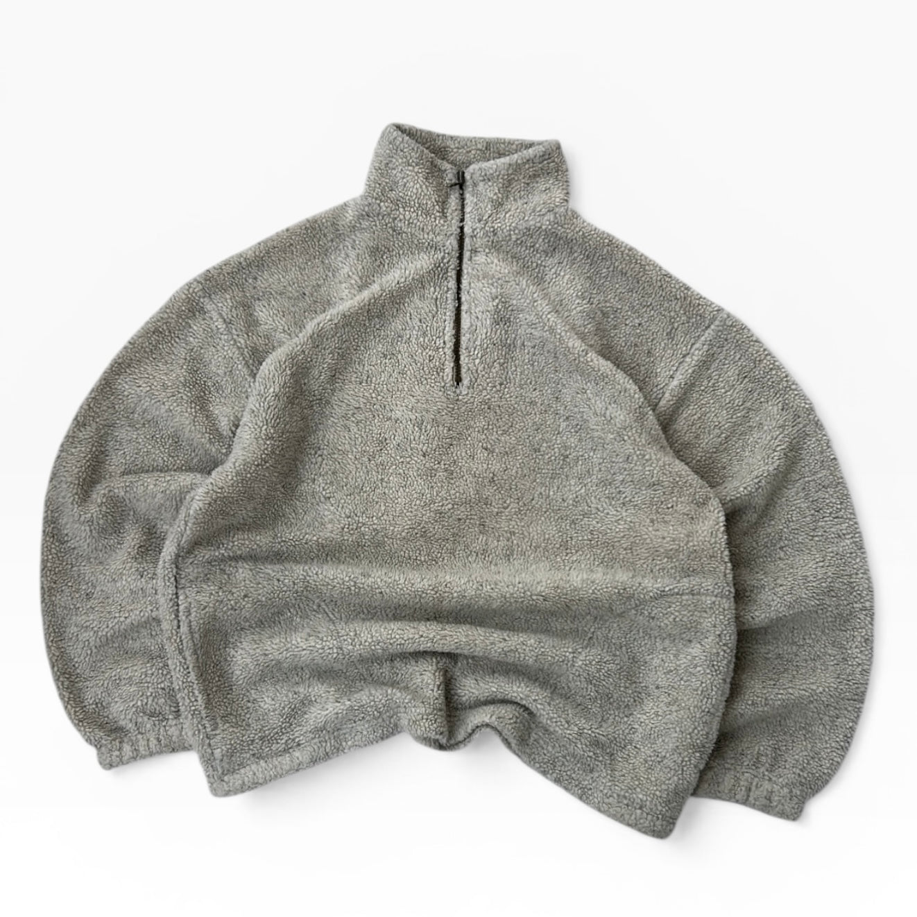 Light grey fuzzy 1/4 zip fleece