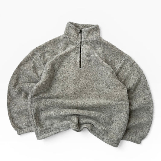Light grey fuzzy 1/4 zip fleece