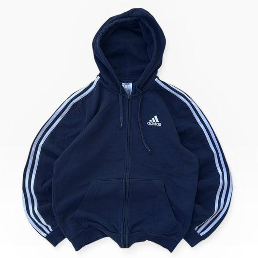 Adidas three stripe hooded navy full zip jacket