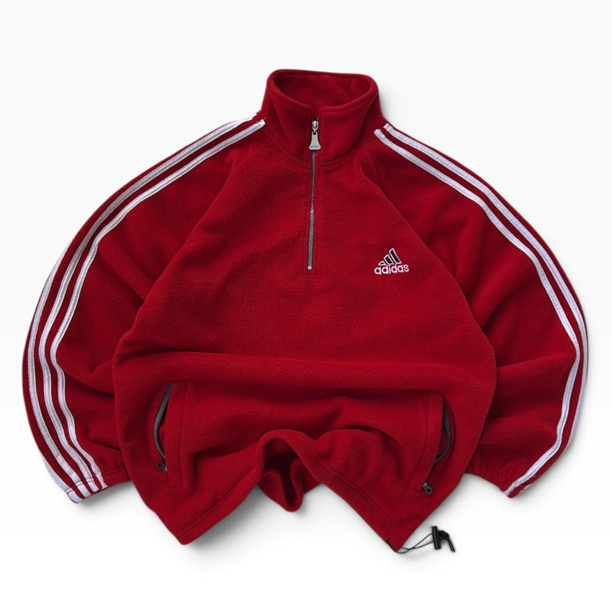 Adidas originals three stripe hot red adjustable 1/4 zip fleece