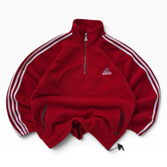Adidas originals three stripe hot red adjustable 1/4 zip fleece