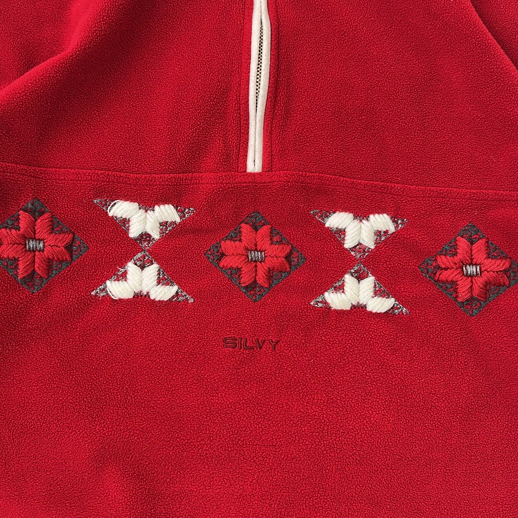 Silvy made in Italy embroidered details 1/4 Zip fleece