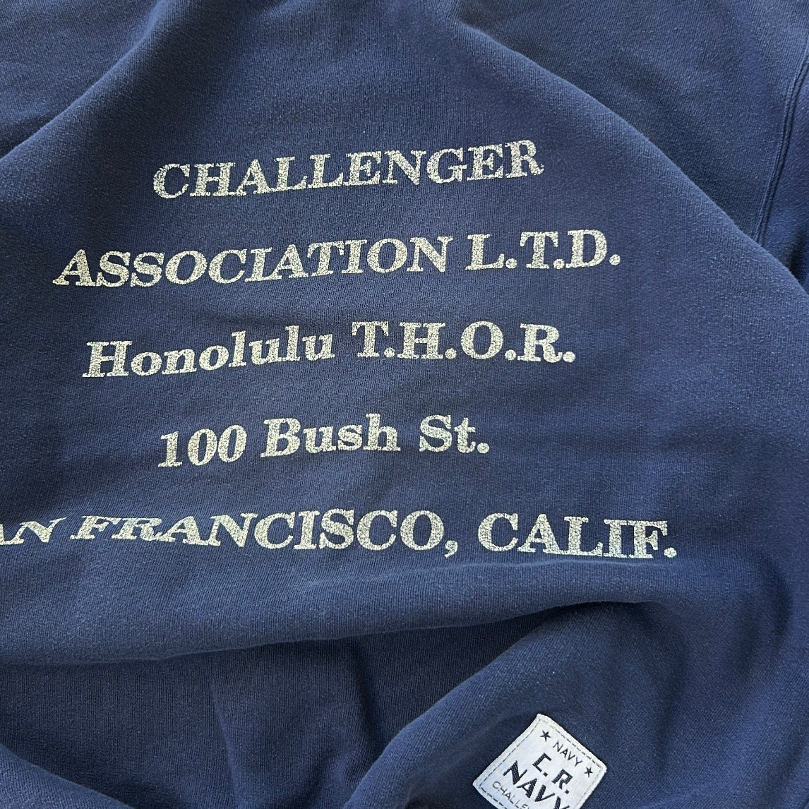 Text graphic dusty blue sweatshirt